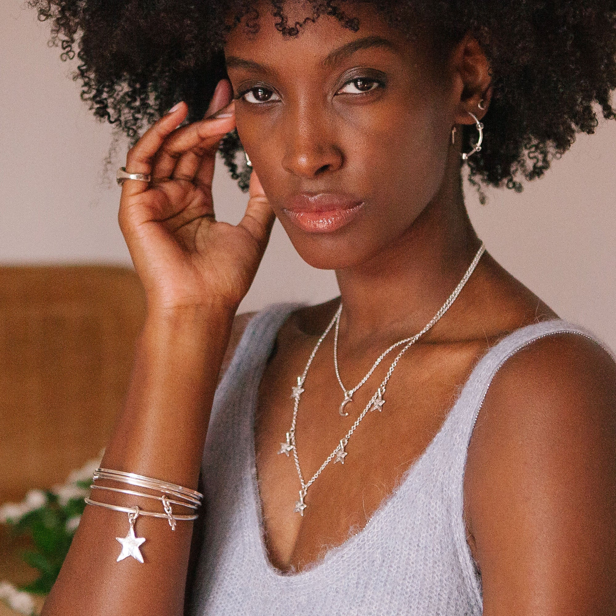 Silver Maxi Star Bangle