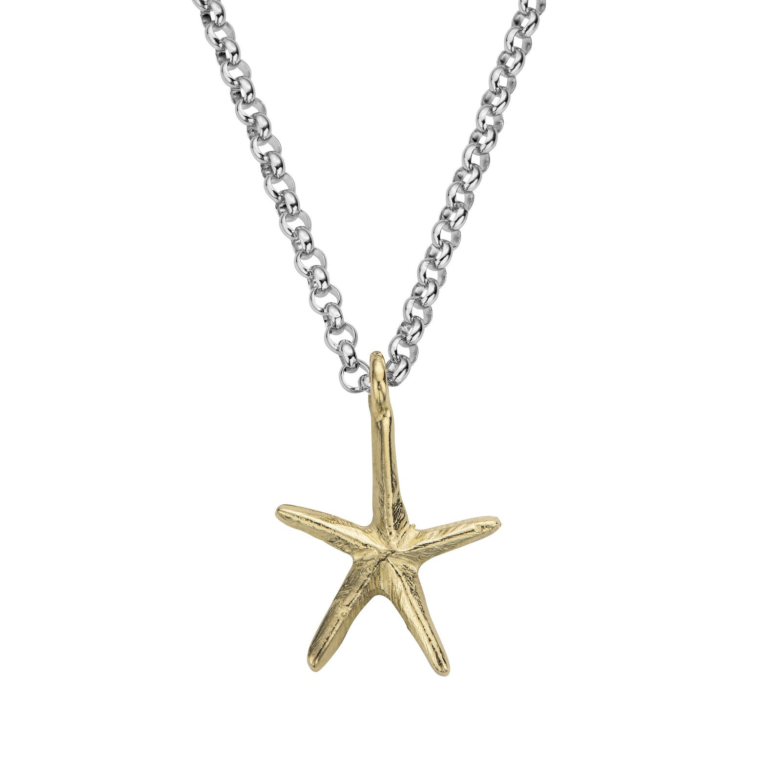 Silver & Gold Maxi Starfish Necklace (18 inch)