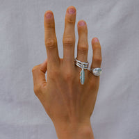 Silver Medium Feather Falling Ring