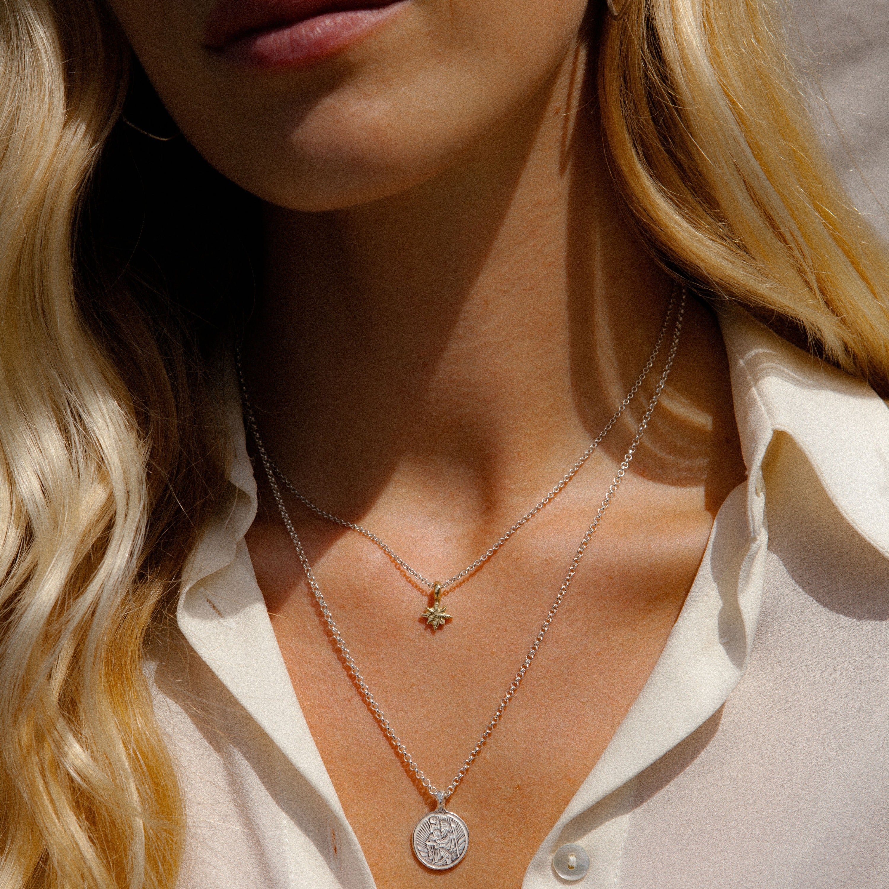 Silver Medium St Christopher Necklace