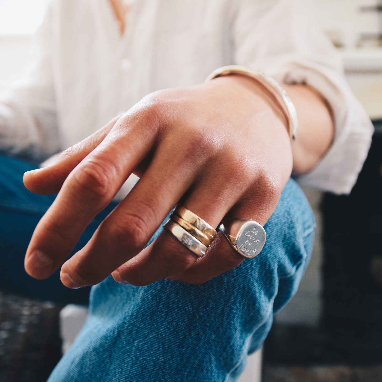 Men's Gold Midi Posey Ring
