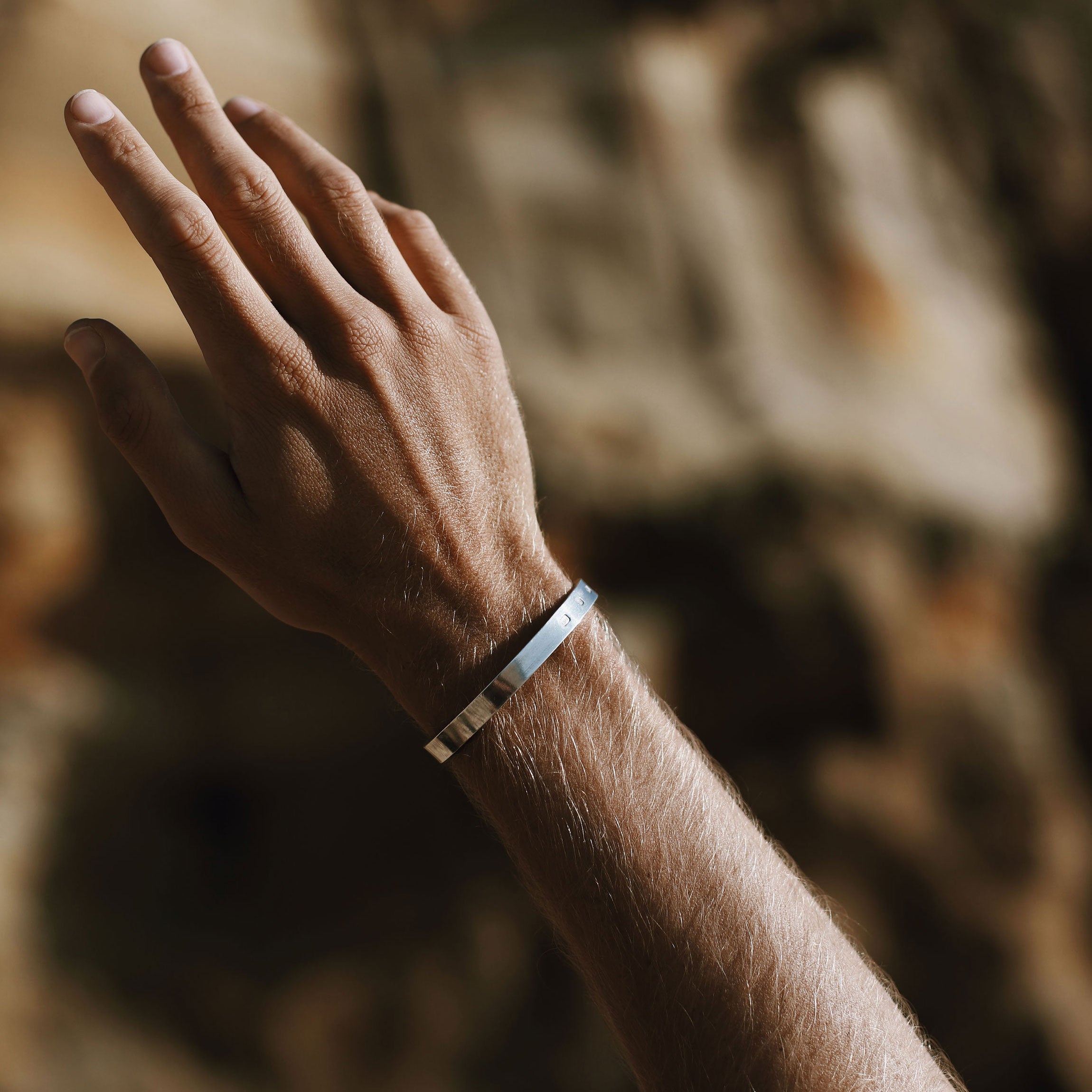 Men's Silver Feature Hallmark Bangle