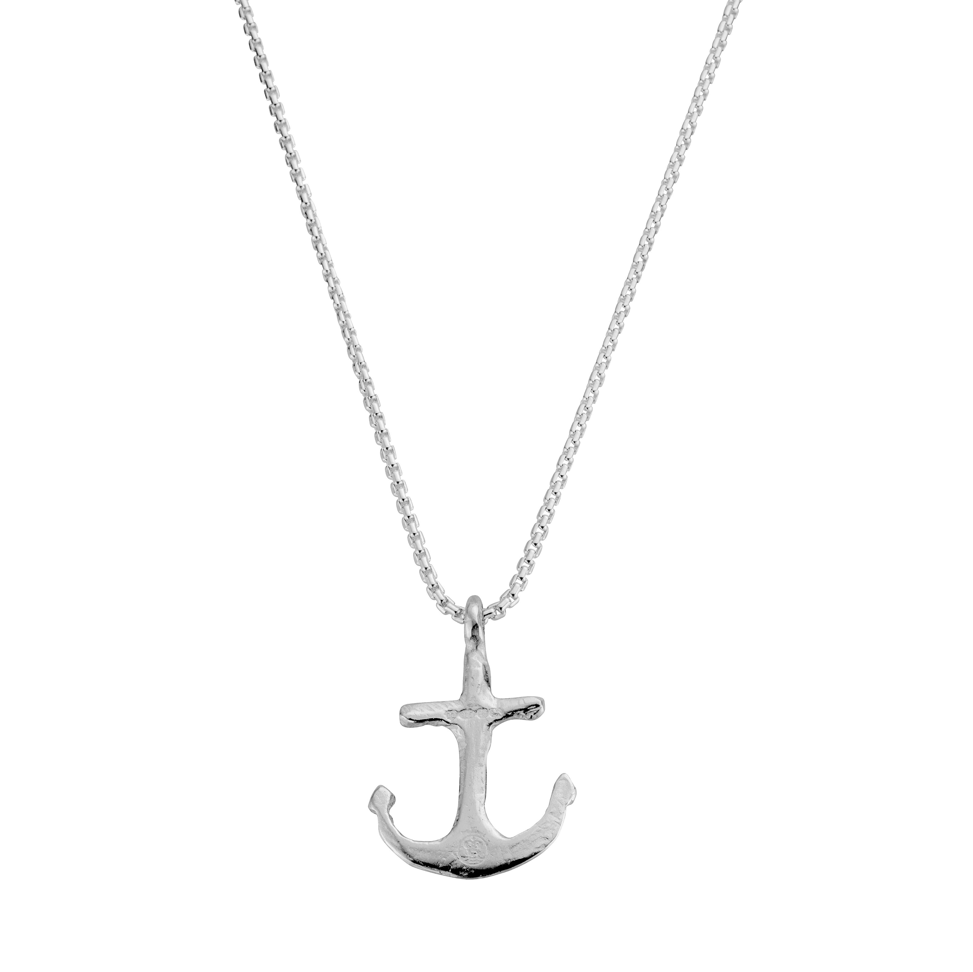Silver Midi Anchor Snake Chain Necklace