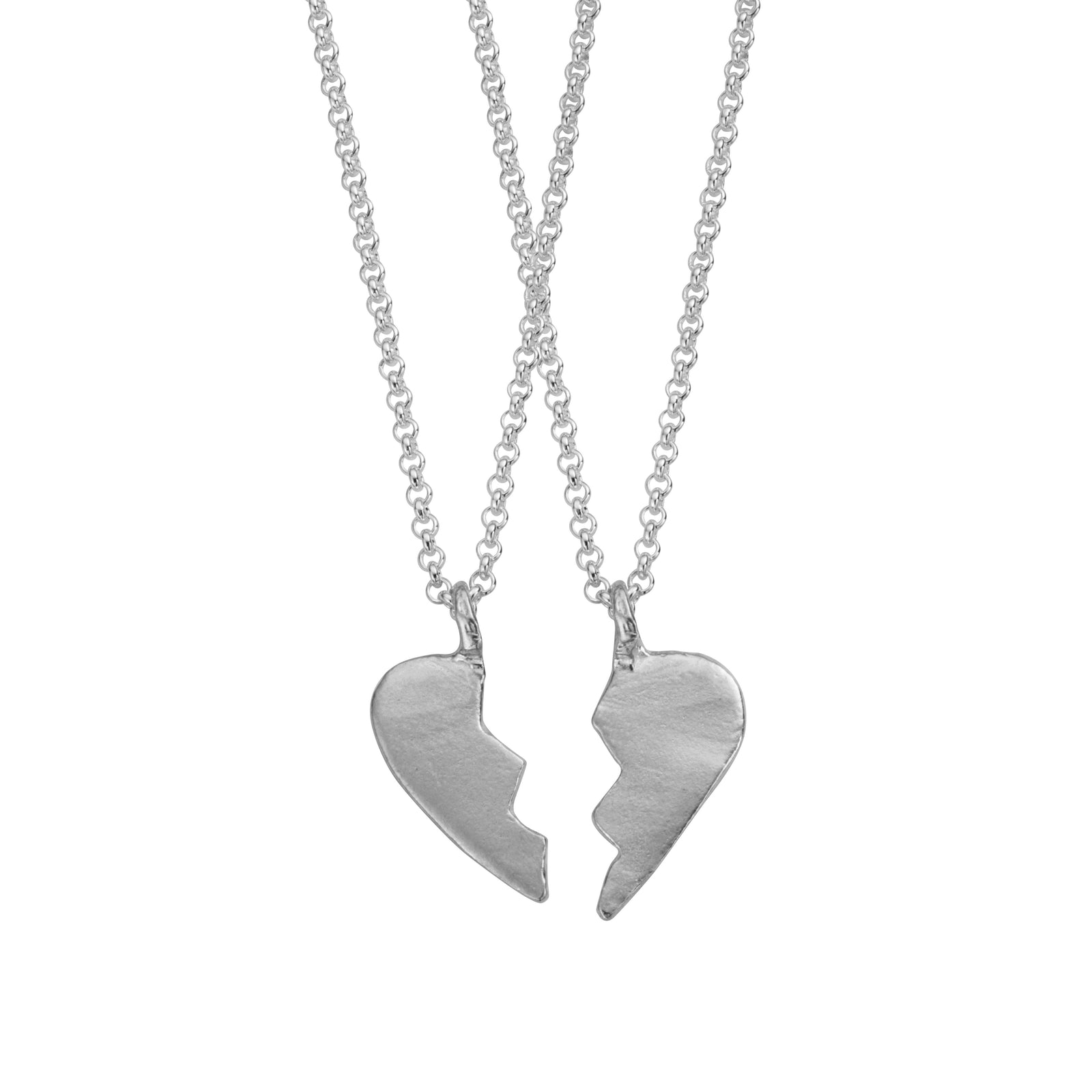 Silver Midi Best Friend Split Heart Necklaces