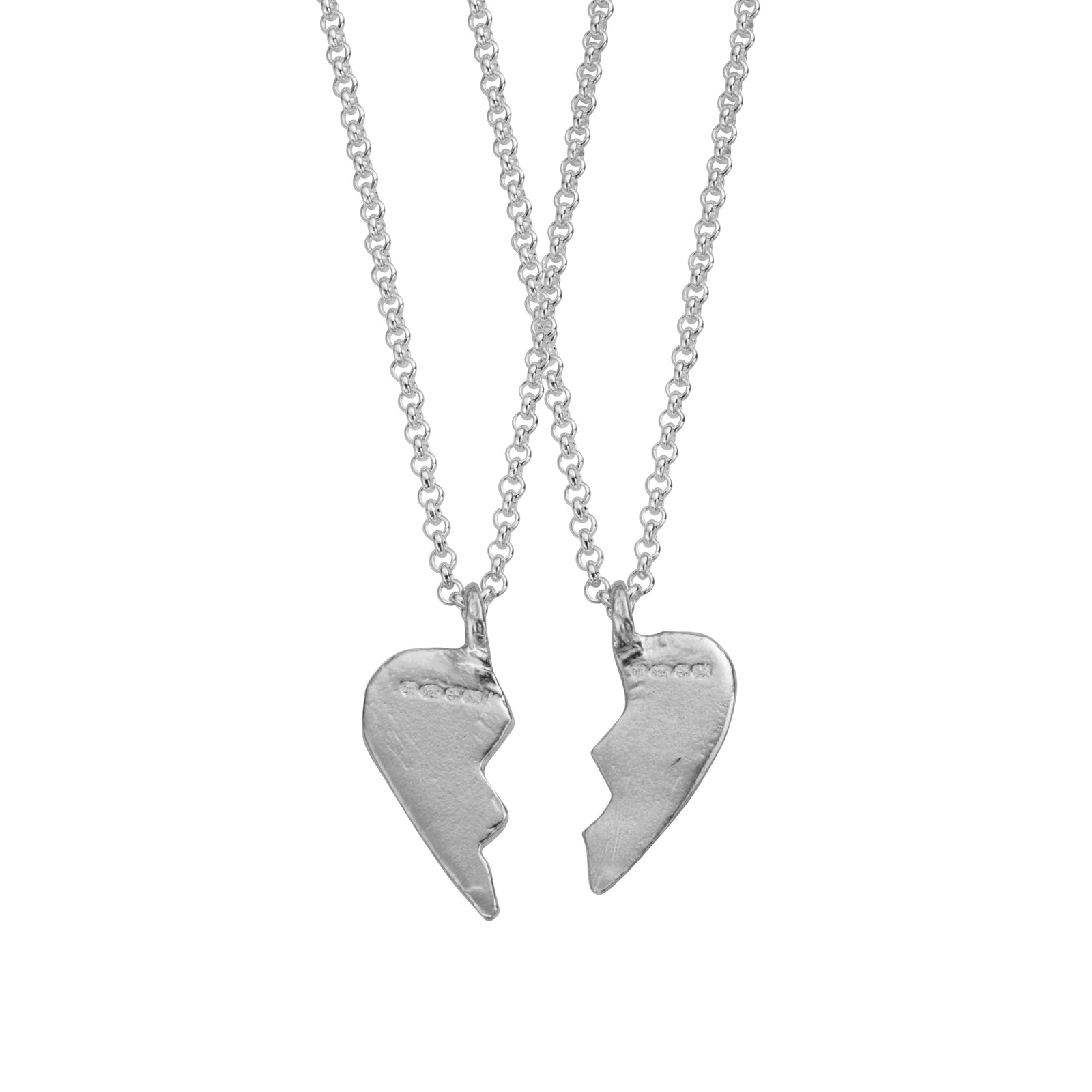 Silver Midi Best Friend Split Heart Necklaces