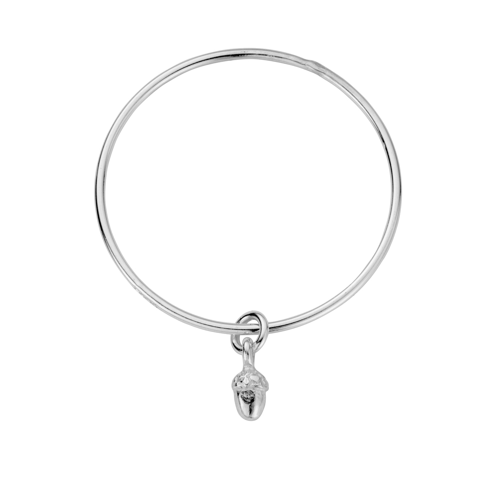 Silver Medium Acorn Bangle
