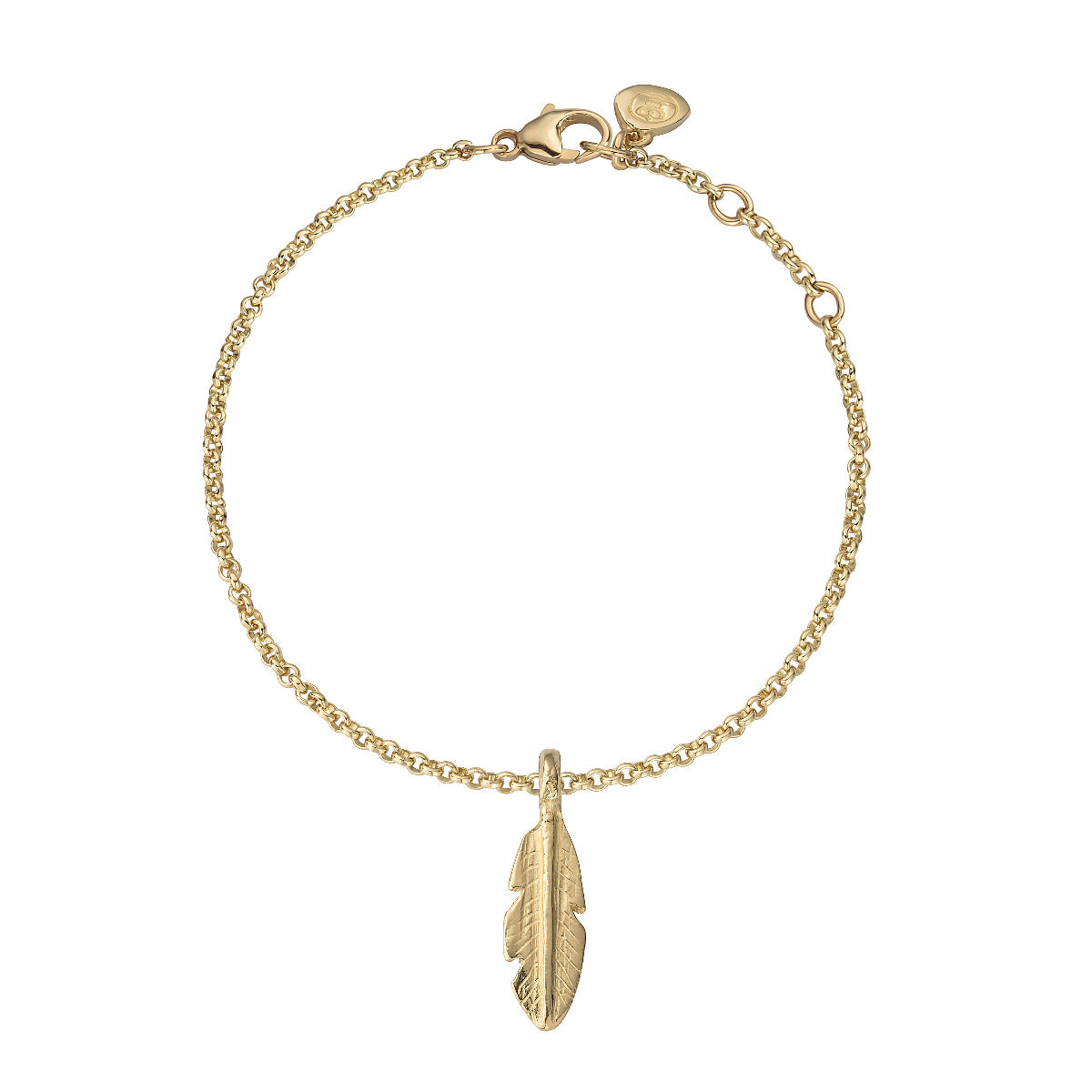 Gold Medium Feather Chain Bracelet