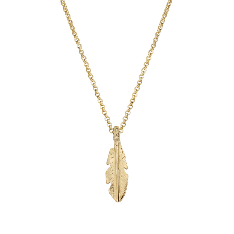 Gold Medium Feather Necklace