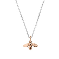 Silver & Rose Gold Large Honey Bee Necklace