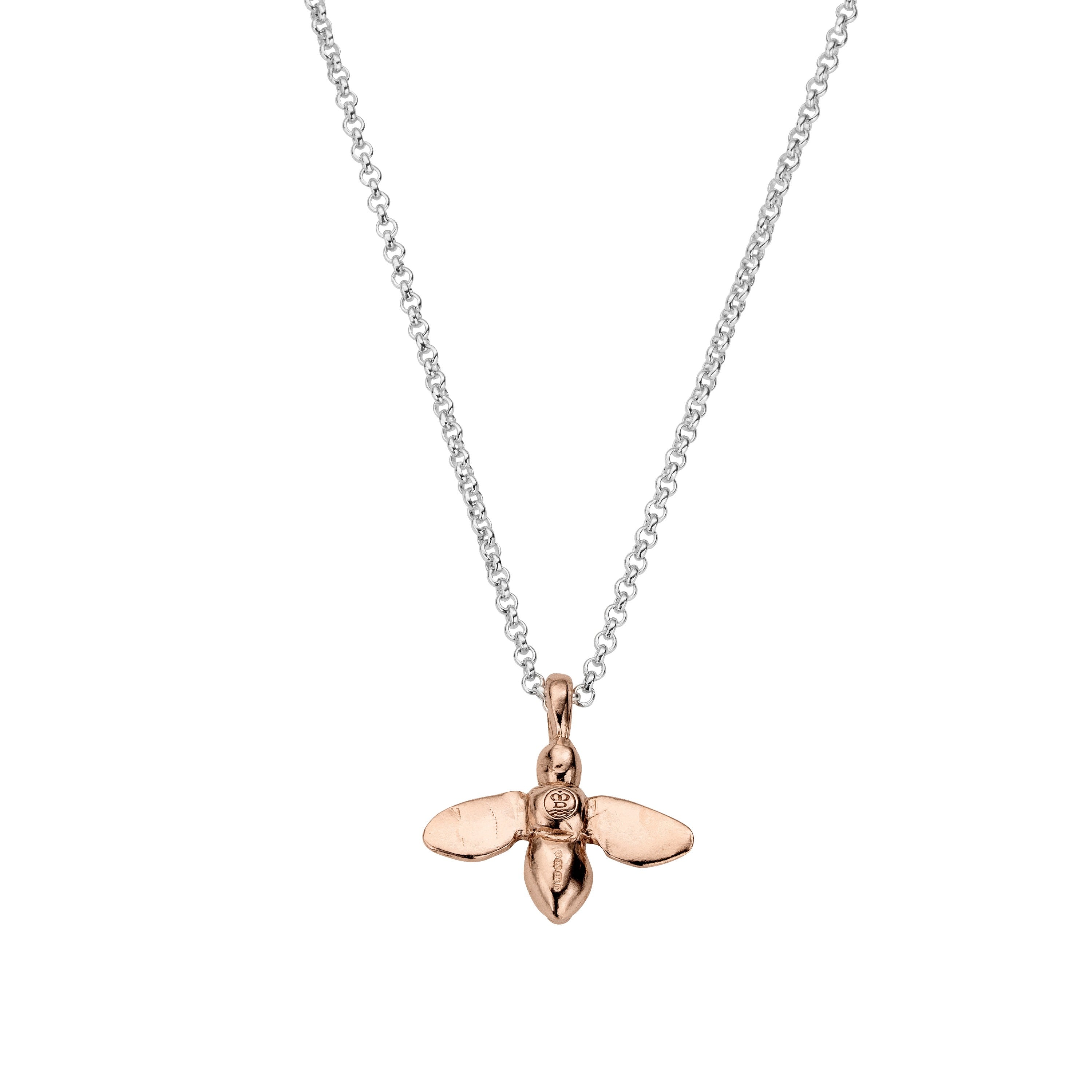 Silver & Rose Gold Large Honey Bee Necklace