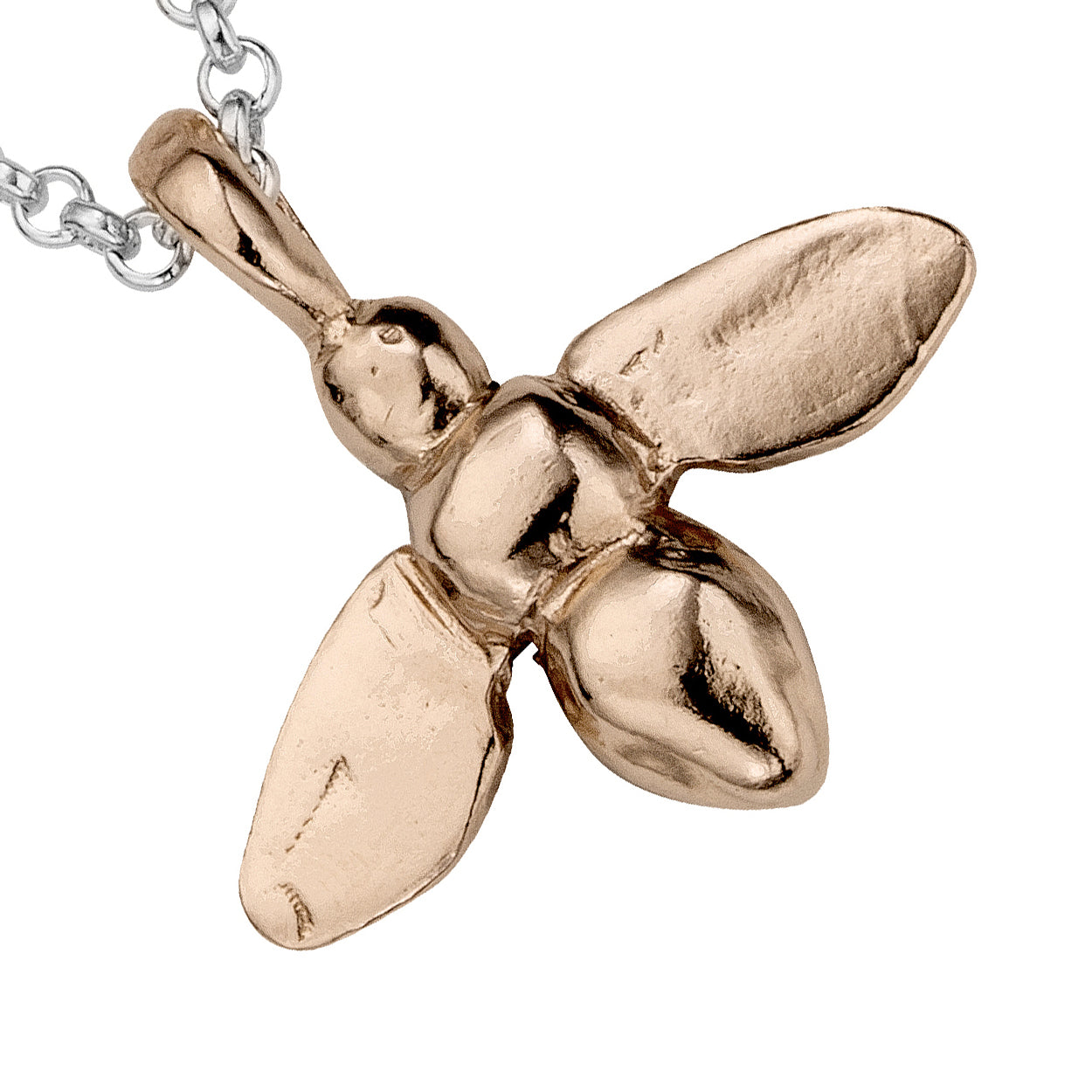 Silver & Rose Gold Large Honey Bee Necklace