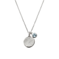 Silver Aquamarine Moon & Stone Necklace