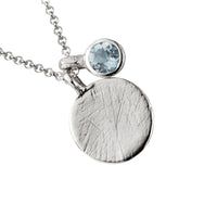 Silver Aquamarine Moon & Stone Necklace