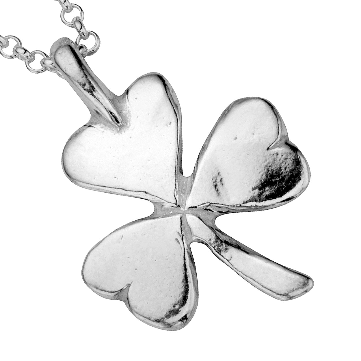 Silver Large Shamrock Necklace