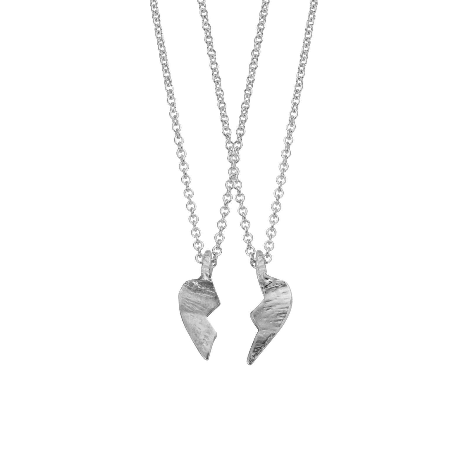 Silver Mini Best Friend Split Heart Necklace