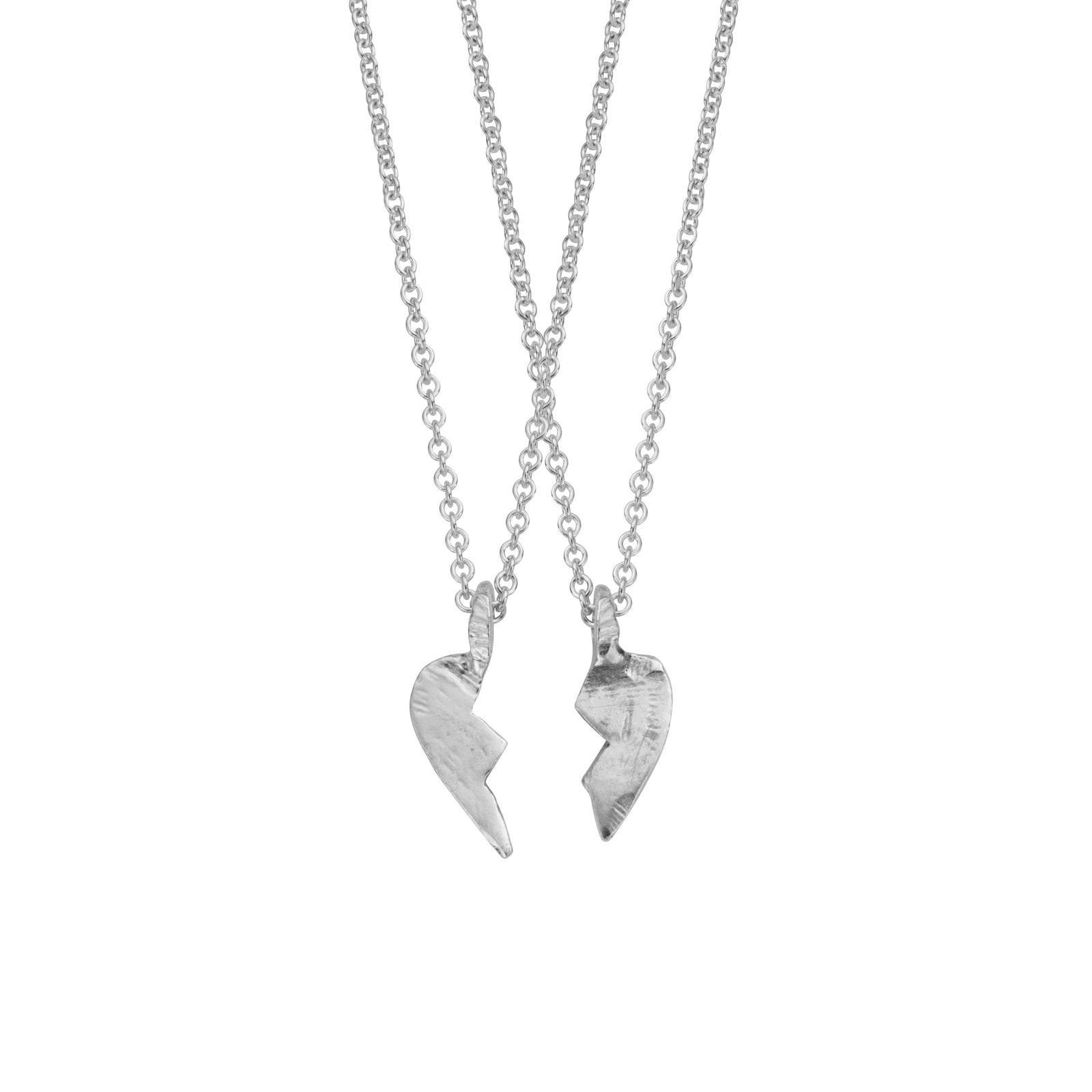 Silver Mini Best Friend Split Heart Necklace