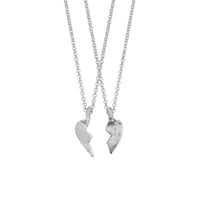 Silver Mini Best Friend Split Heart Necklace