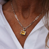 Silver Mini Citrine Trace Chain Necklace