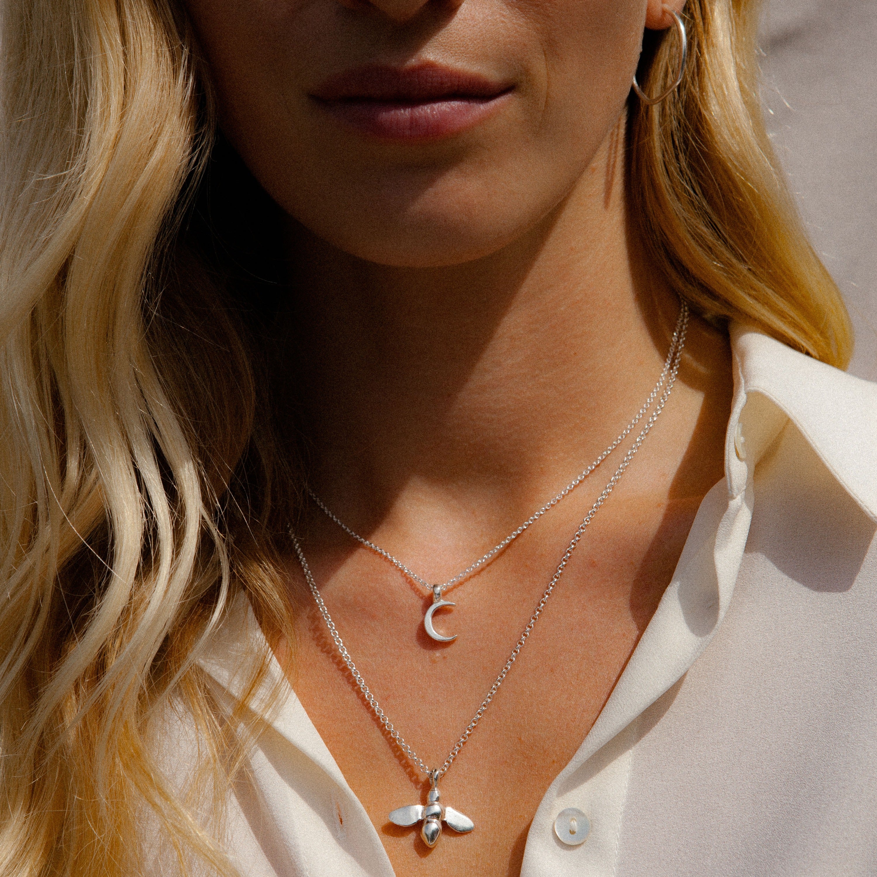 Silver Mini Crescent Moon Necklace