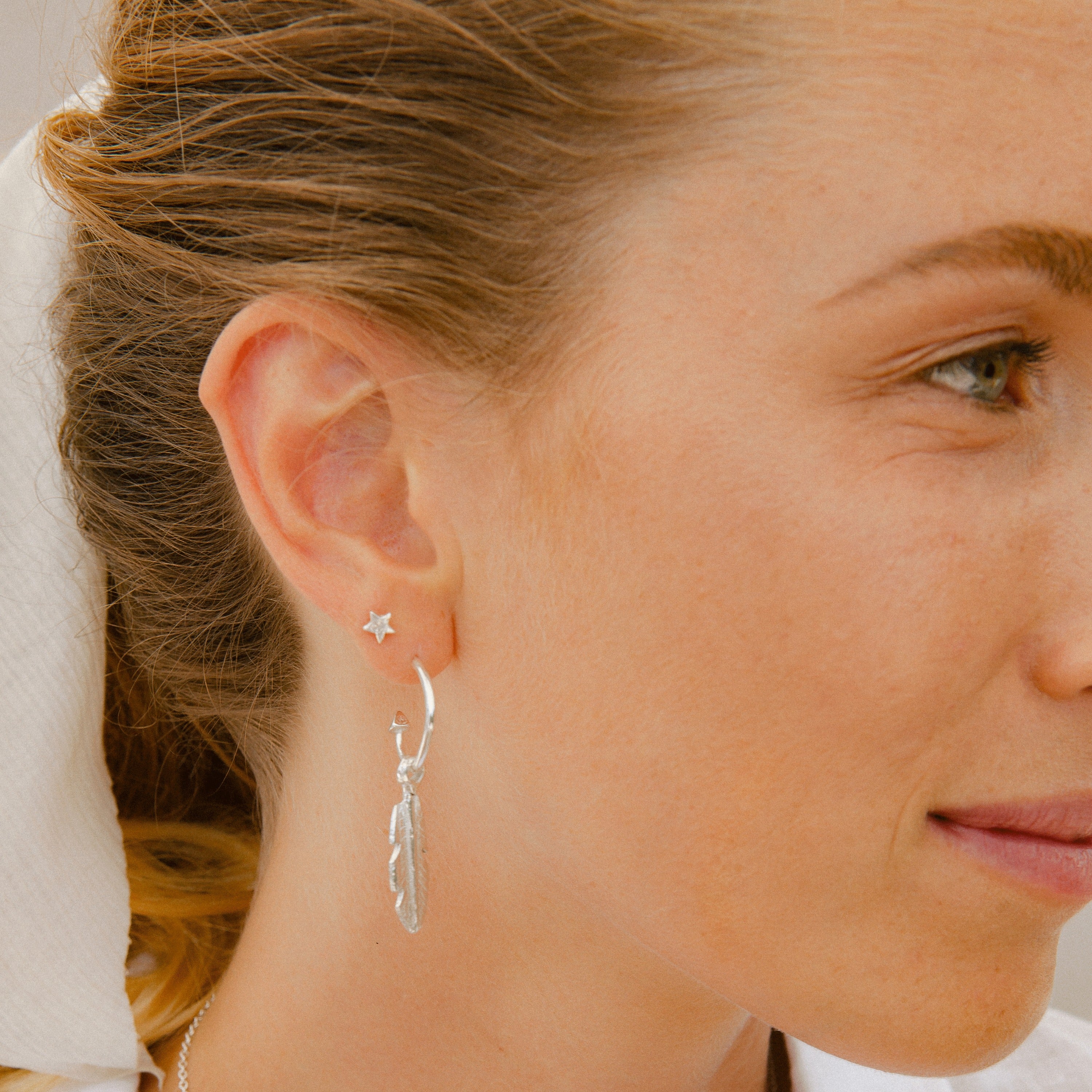 Mini Cupid Hoops With Medium Feather Charms