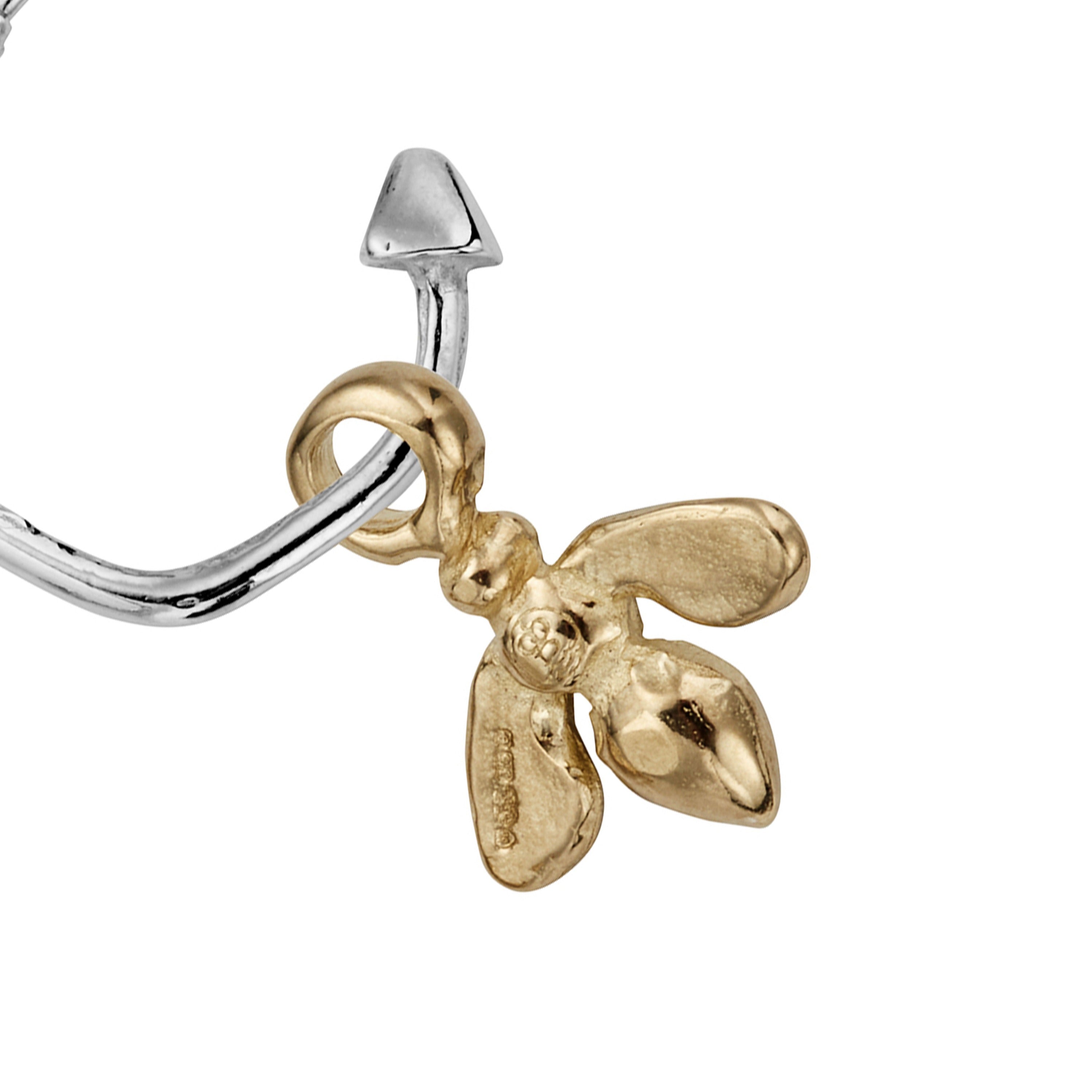 Silver Mini Cupid Hoops With Gold Mini Honey Bee Charms