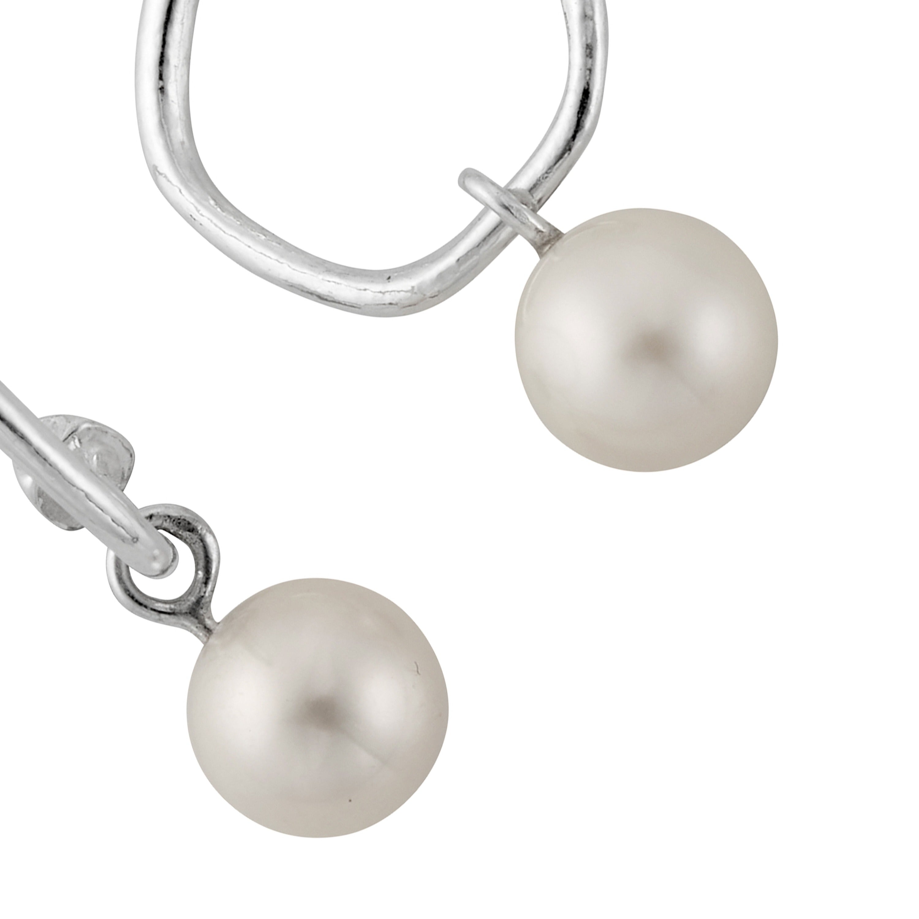 Mini Cupid Hoops With White Pearl Earring Charms