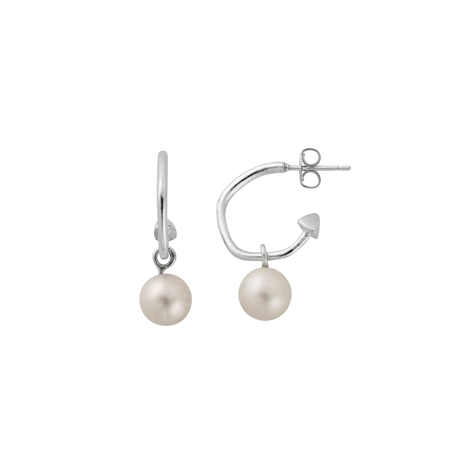 Mini Cupid Hoops With White Pearl Earring Charms