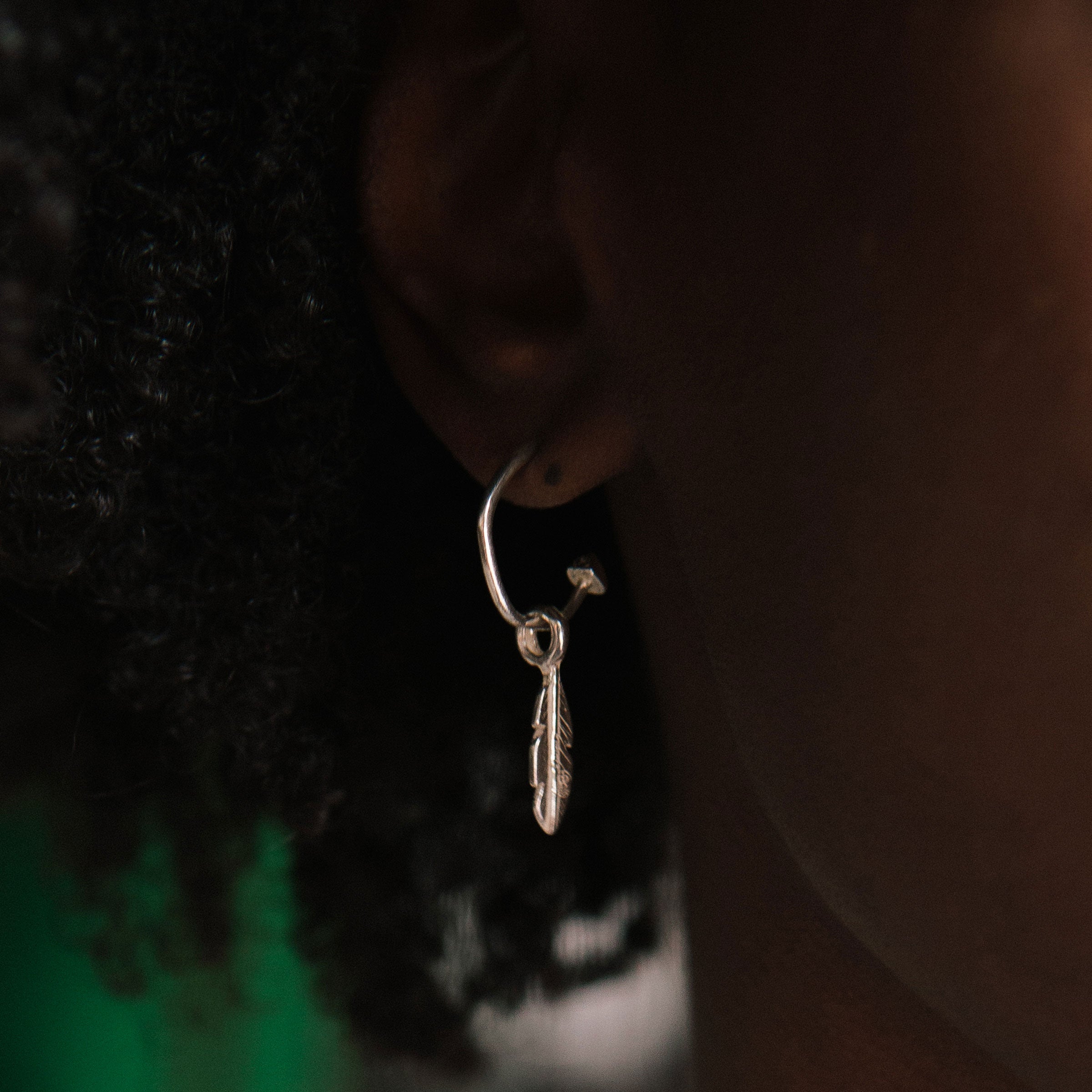 Mini Cupid Hoops With Mini Feather Charms