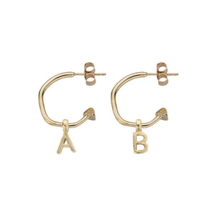 Gold Mini Cupid Hoops with Alphabet Charms