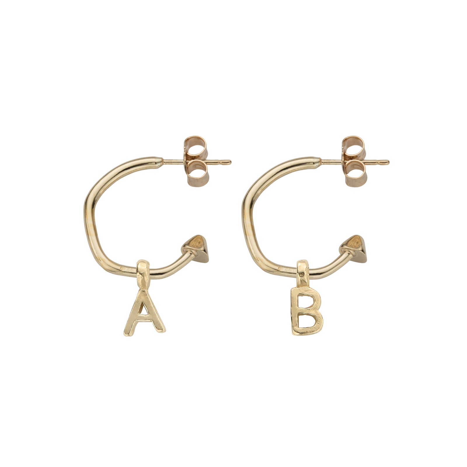 Gold Mini Cupid Hoops with Alphabet Charms