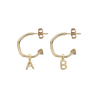 Gold Mini Cupid Hoops with Alphabet Charms