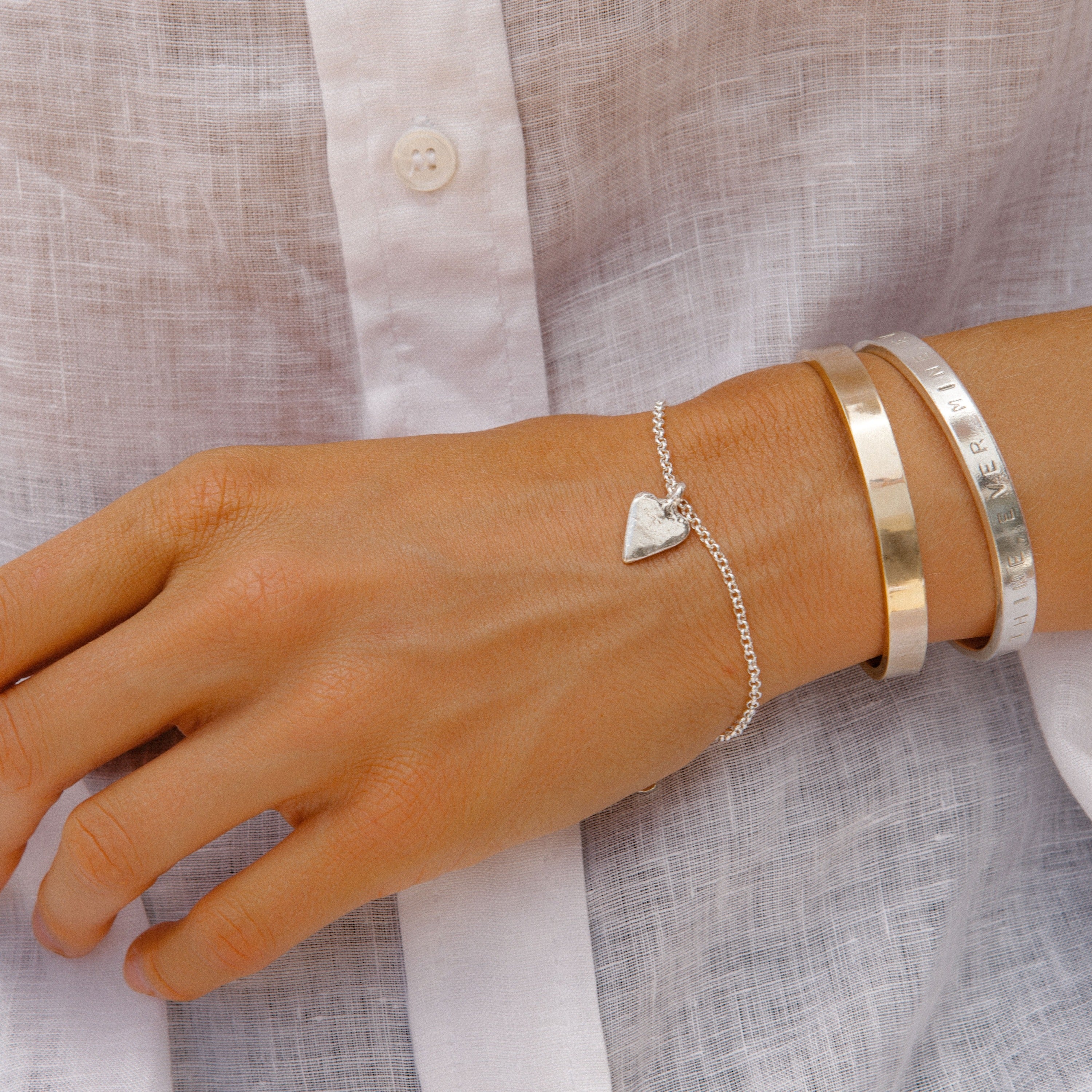 Silver Mini Heart Chain Bracelet
