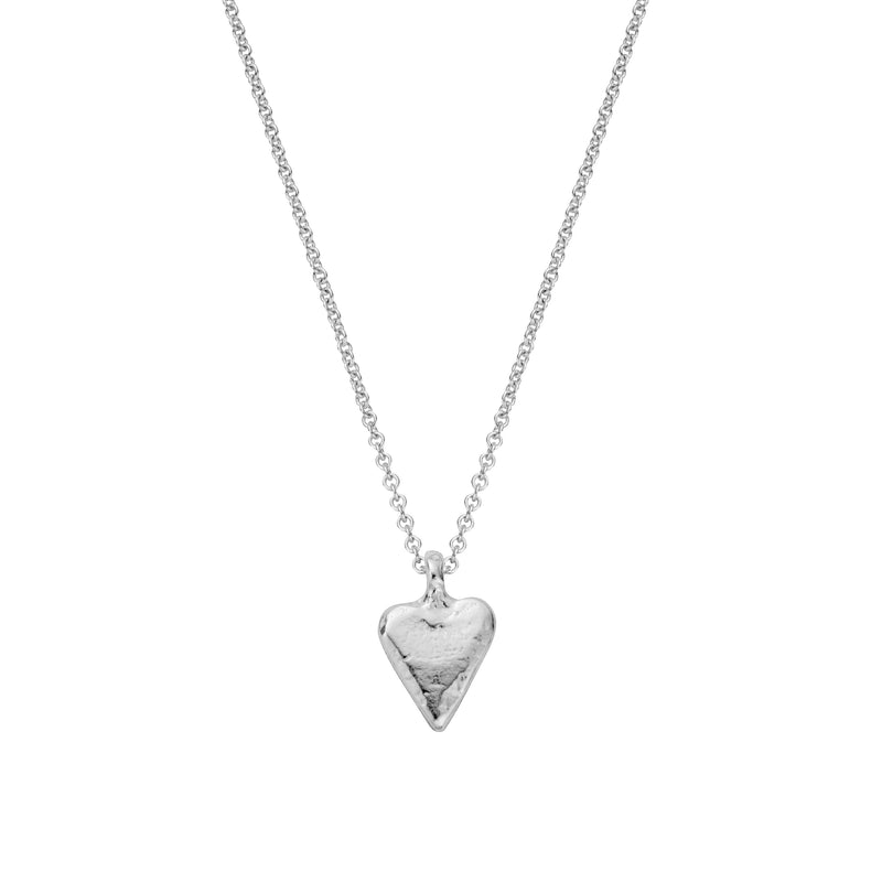Silver Mini Heart Necklace With Handwriting