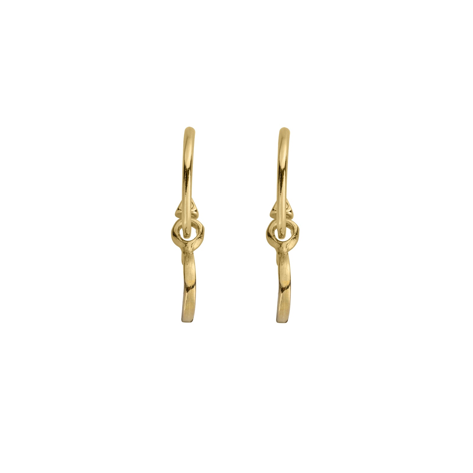Gold Mini Cupid Hoops With Mini Crescent Moon Charms