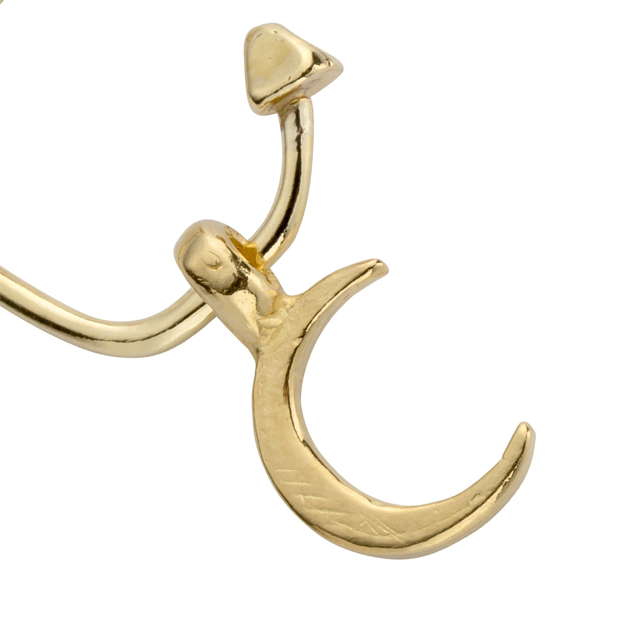 Gold Mini Crescent Moon Single Earring Charm