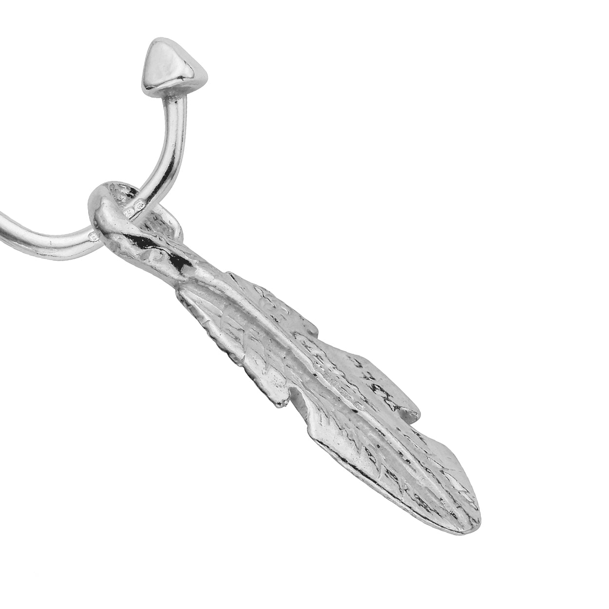 Silver Medium Feather Single Earring Charm