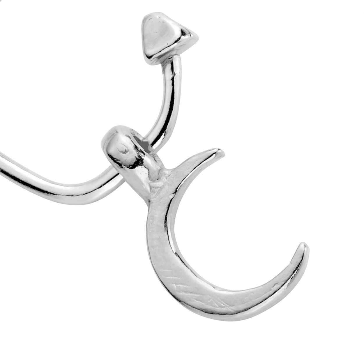 Silver Mini Crescent Moon Single Earring Charm