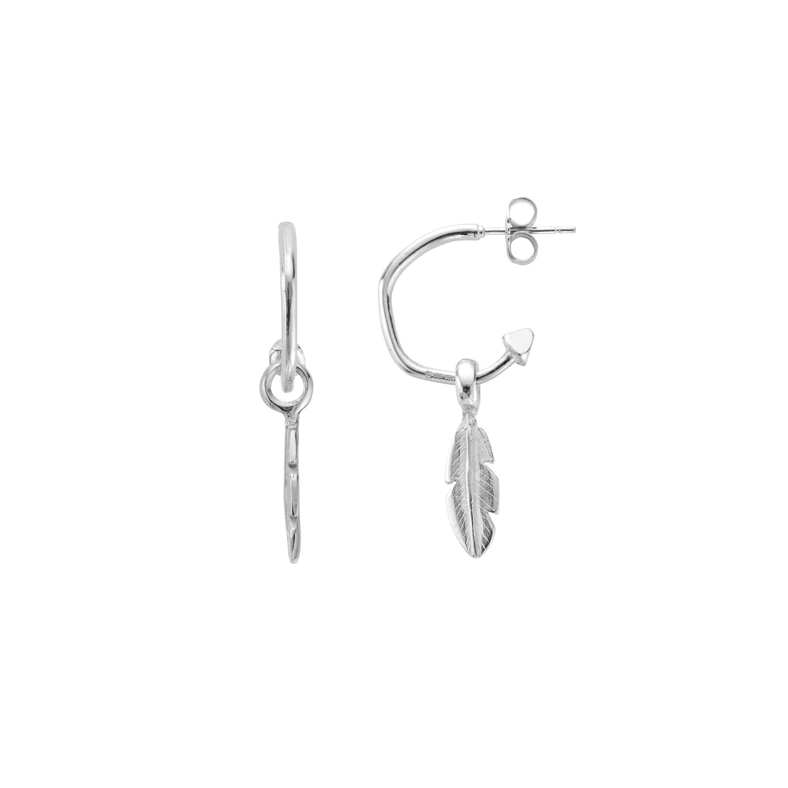 Mini Cupid Hoops With Mini Feather Charms