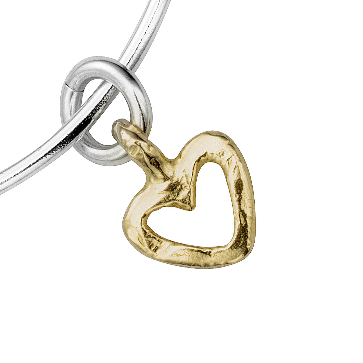 Silver & Gold Mini Open Heart Bangle