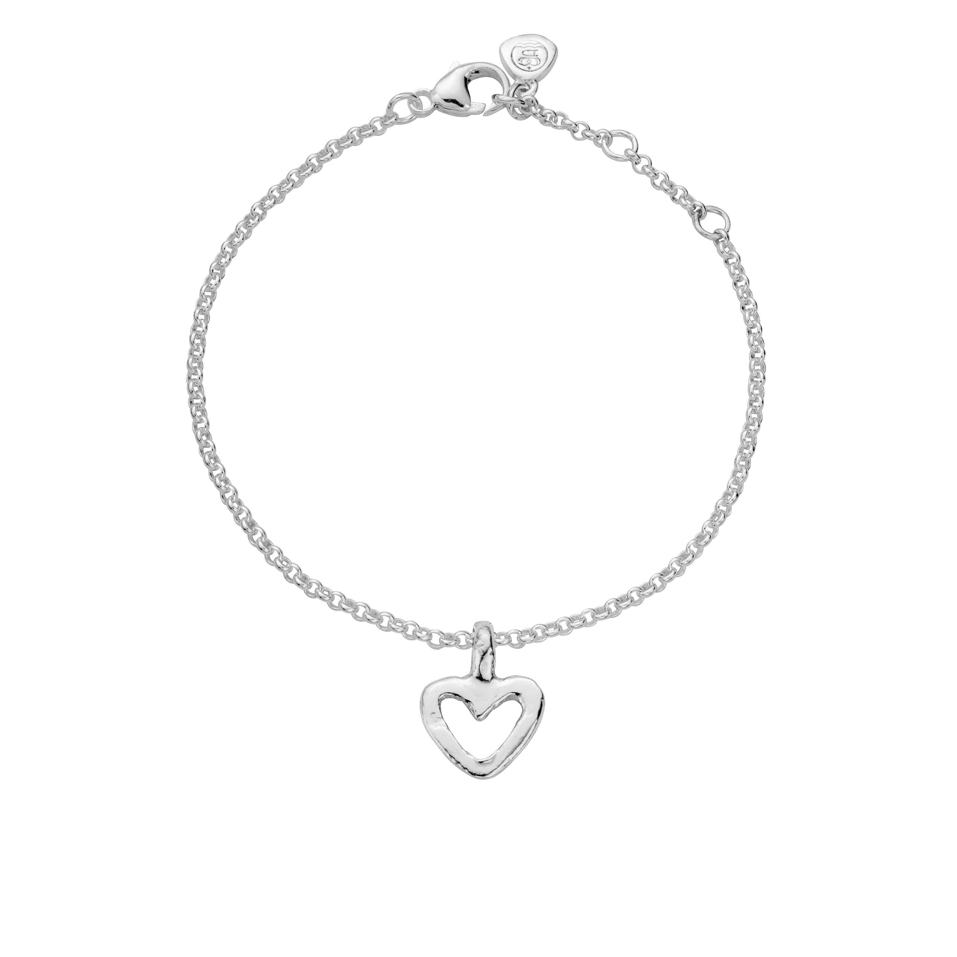 Silver Mini Open Heart Chain Bracelet