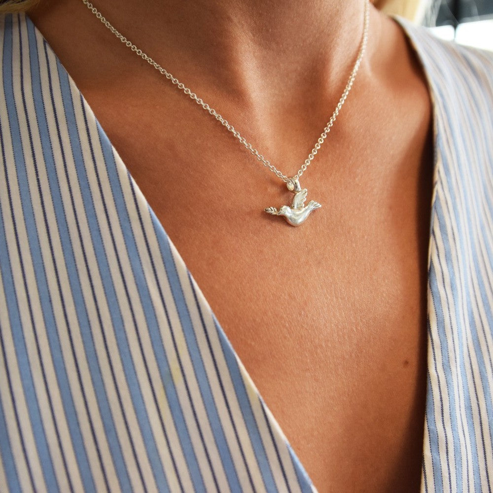 Silver Mini Turtle Dove Necklace