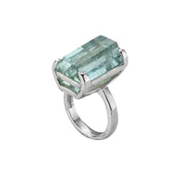 NERISSA White Gold Aquamarine Claw Ring