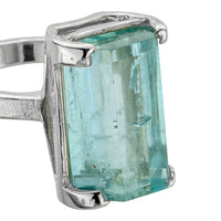 NERISSA White Gold Aquamarine Claw Ring