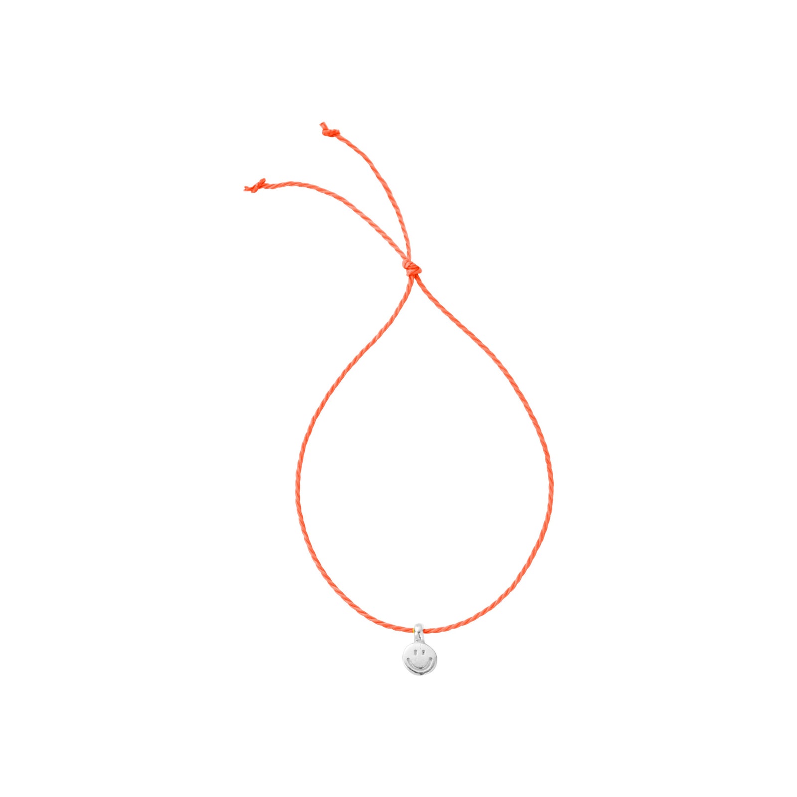 Silver Smiley Face Cord Bracelet