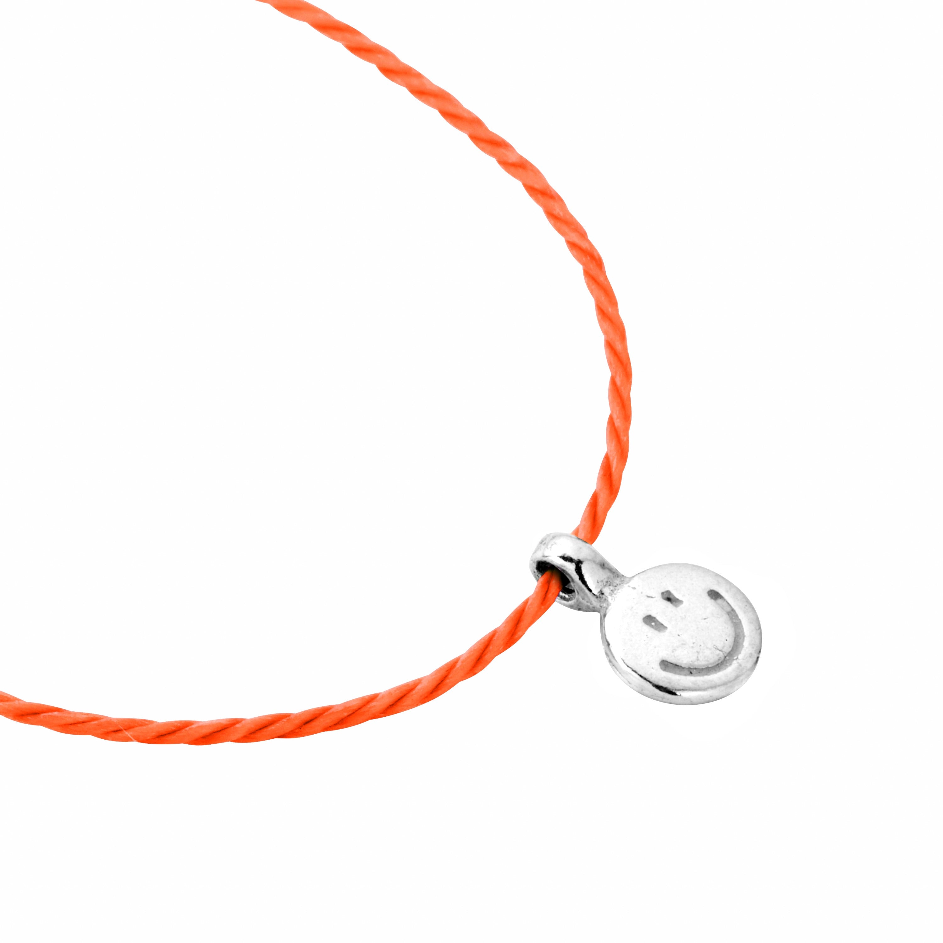 Silver Smiley Face Cord Bracelet