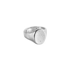 Silver Oval Signet Ring with Handwriting
