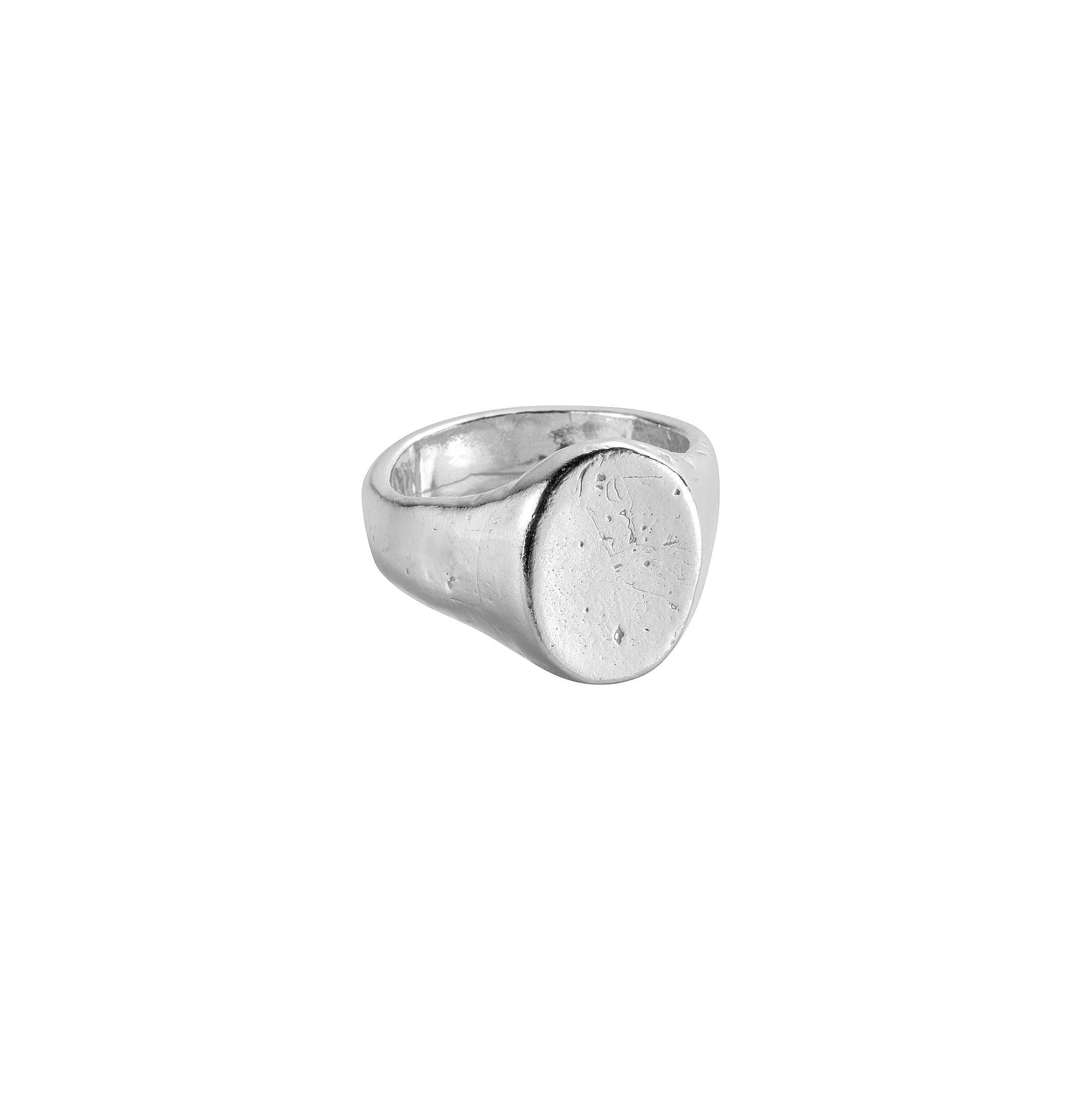 Silver Oval Signet Ring with Handwriting