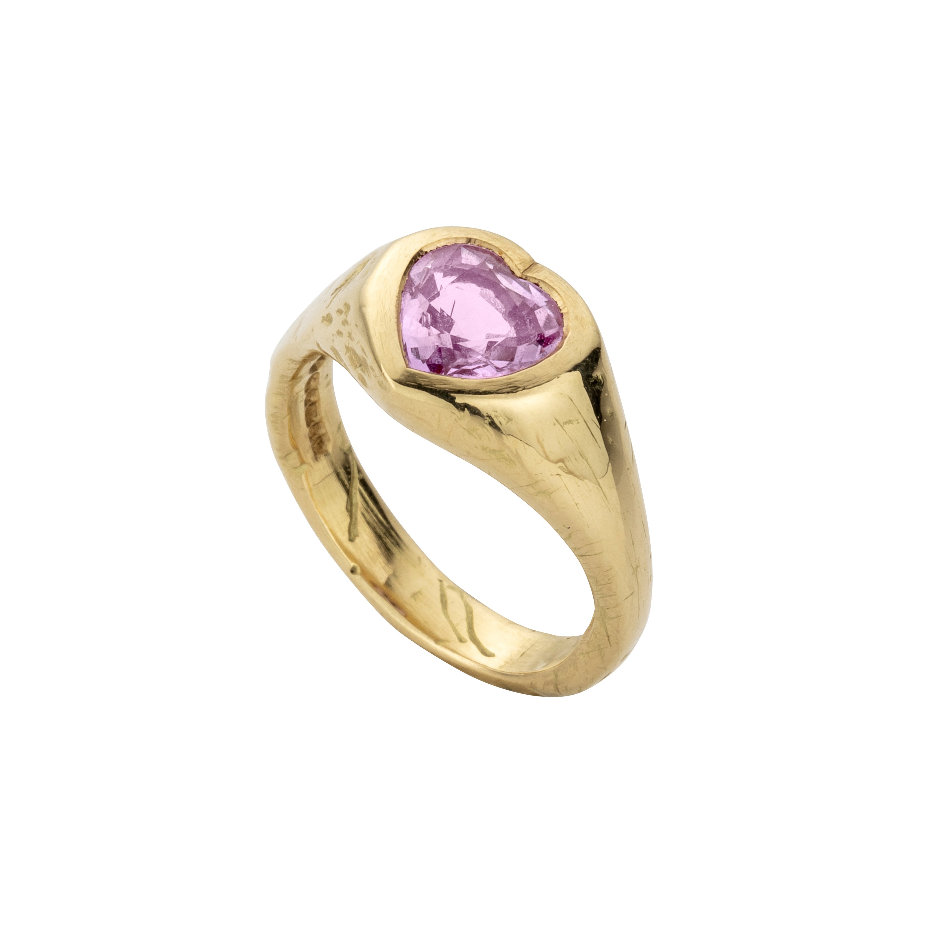 PETIT AMOUR Gold Pink Sapphire Heart Ring