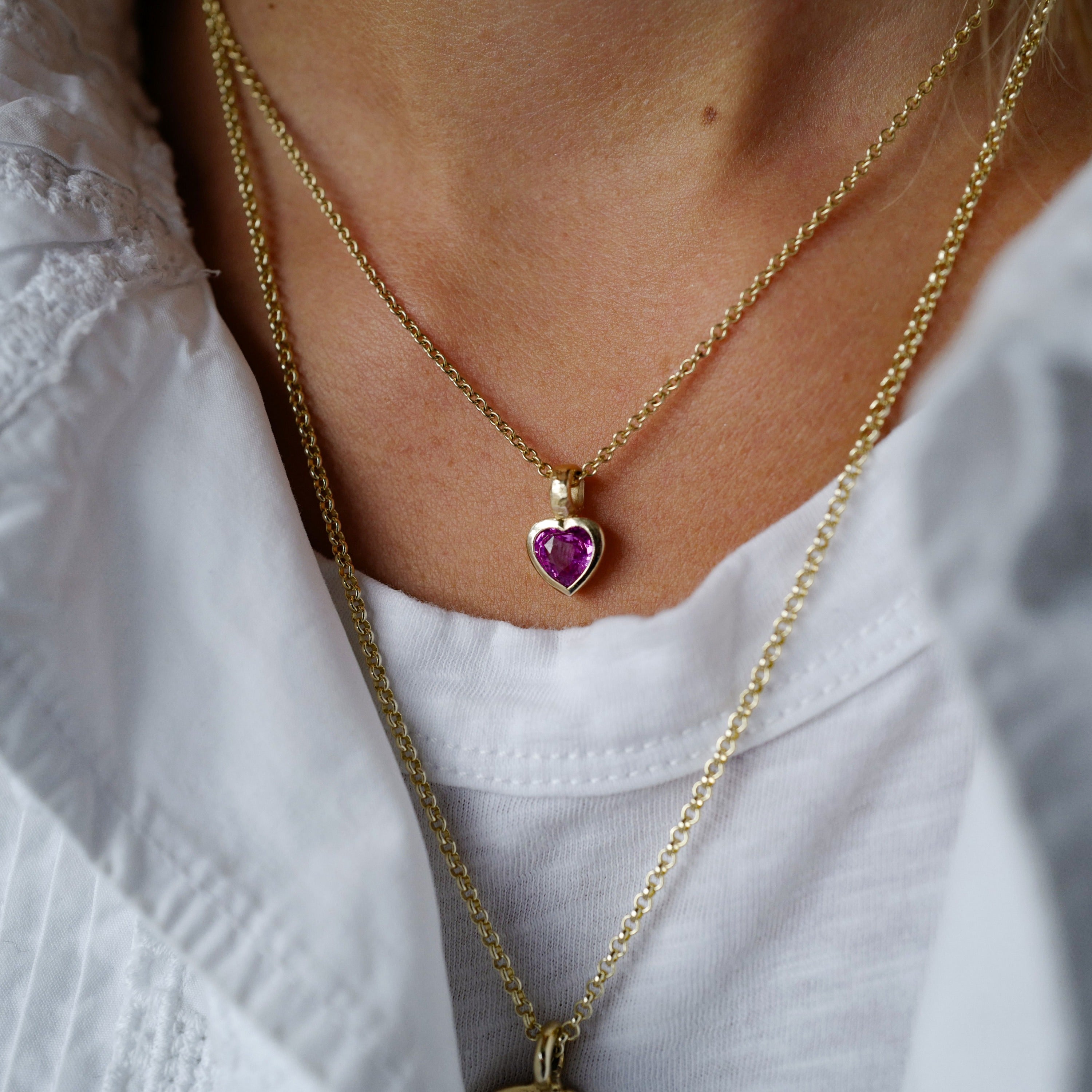 PETIT AMOUR Gold Pink Sapphire Necklace