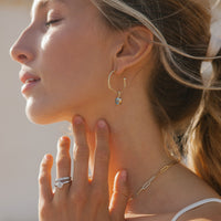 Maxi Cupid Hoops With Blue Topaz Baby Treasure Earring Charms